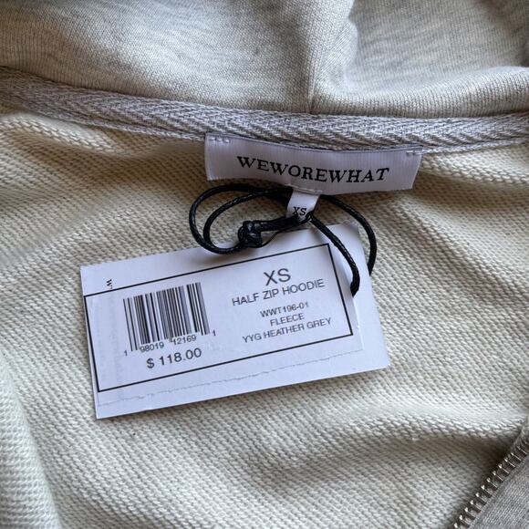 NWT Revolve x WeWoreWhat Women Extra Size Small Gray Crop Fleece Half Zip Hoodie - Picture 4 of 7